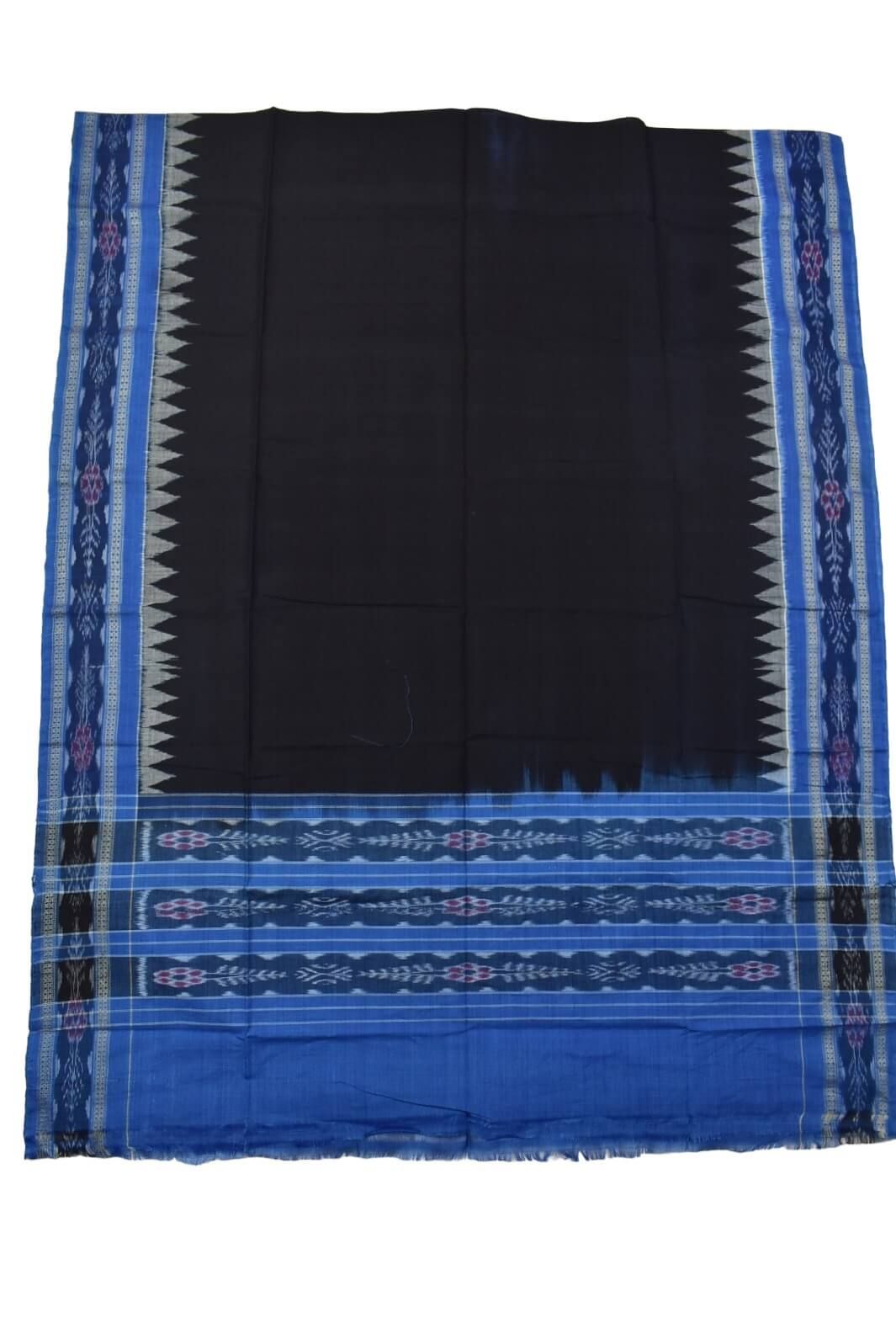Black-Tee Blue Combination Sambalpuri Handloom Cotton Dupatta