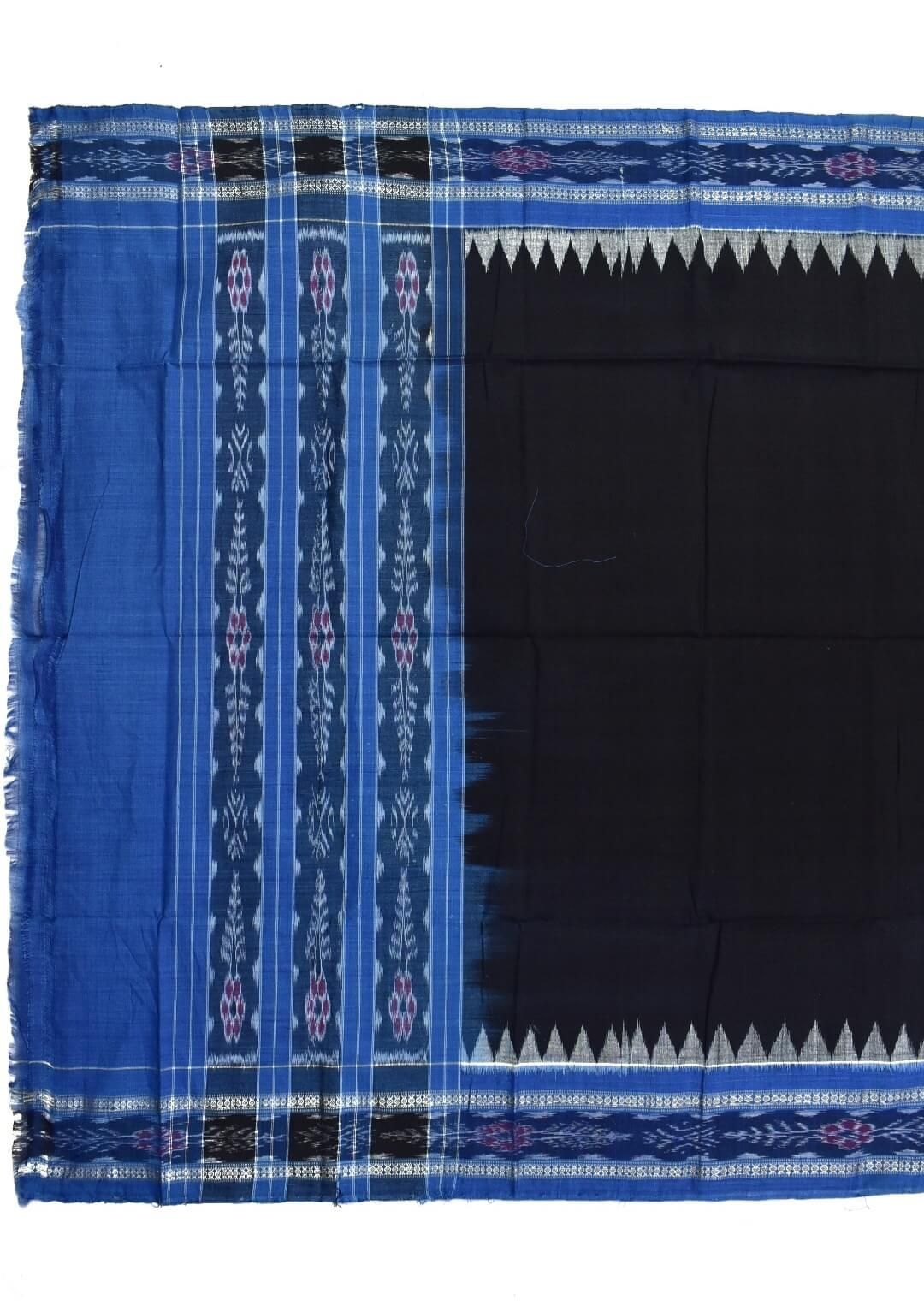 Black-Tee Blue Combination Sambalpuri Handloom Cotton Dupatta - Image 2