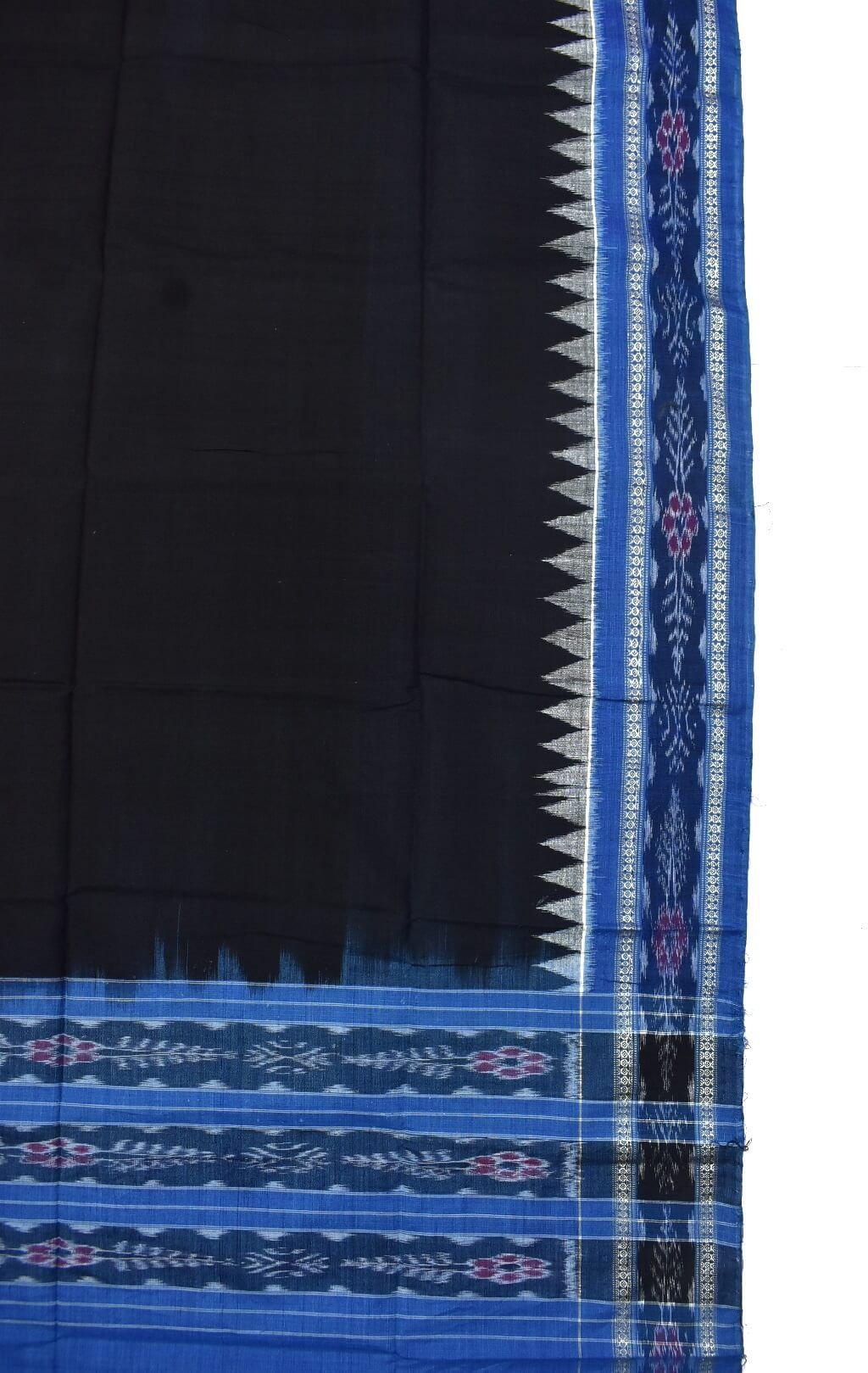 Black-Tee Blue Combination Sambalpuri Handloom Cotton Dupatta - Image 3