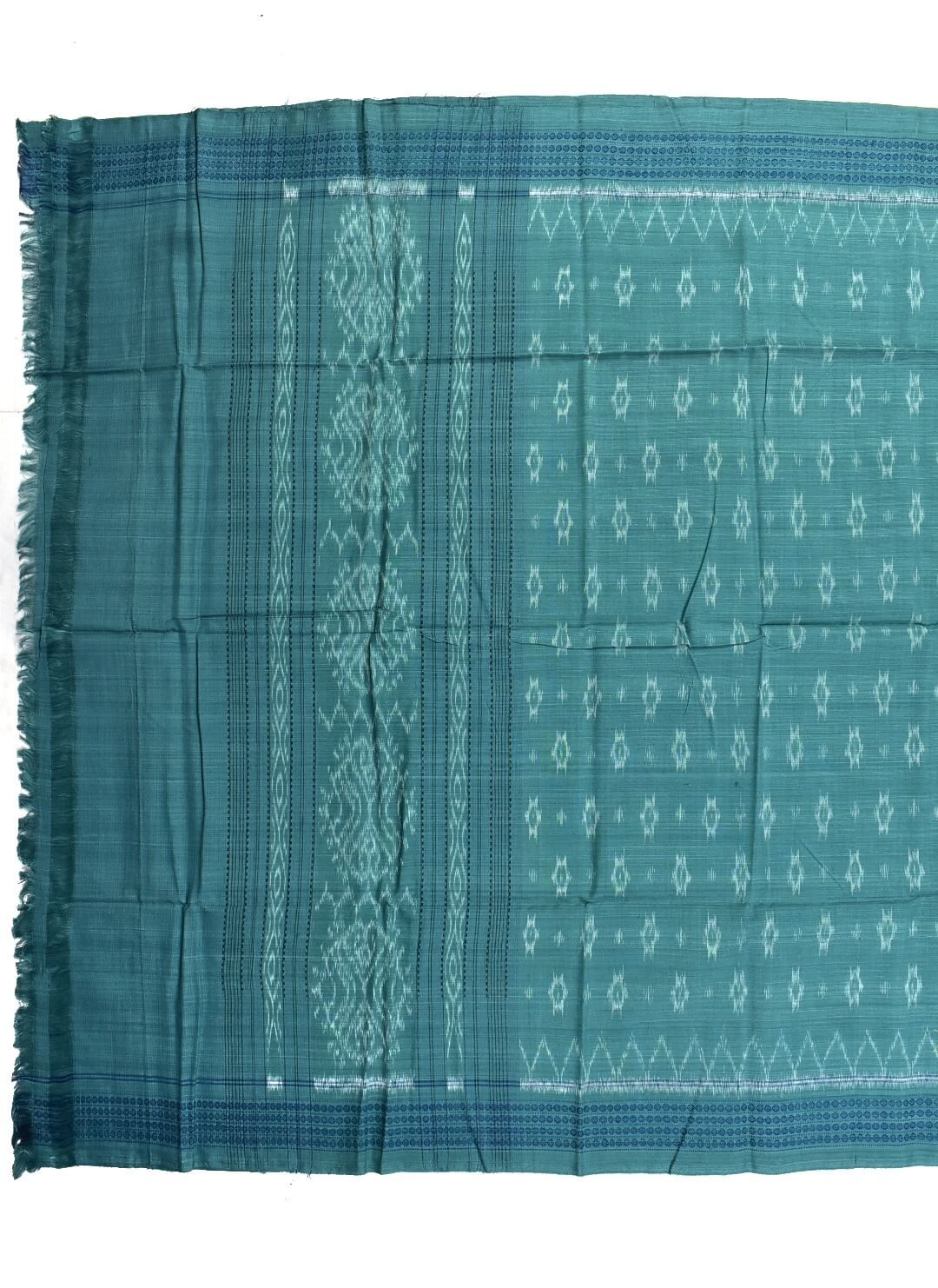 Rama Green Colour Sambalpuri Handloom Cotton Dupatta - Image 2