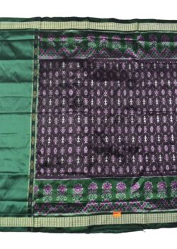 Coffe-Green Combination Patli Design Sambalpuri Handloom Silk Saree