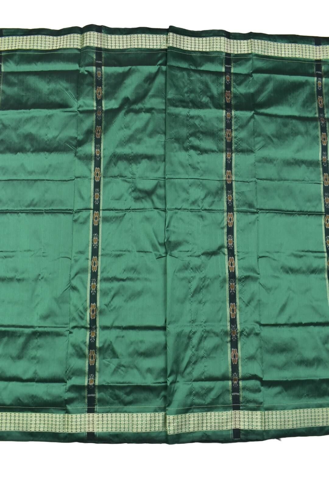 Coffe-Green Combination Patli Design Sambalpuri Handloom Silk Saree - Image 4