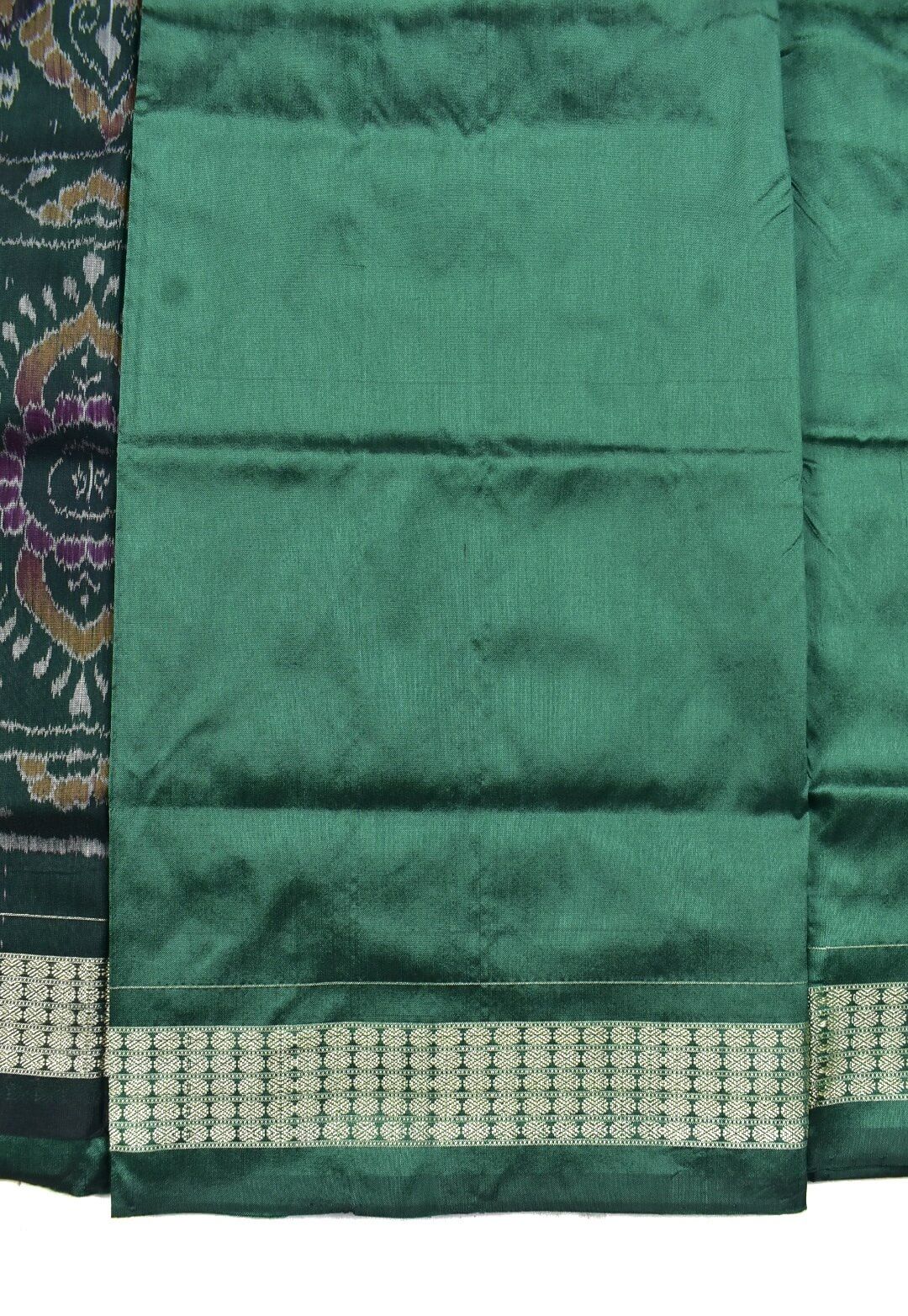 Coffe-Green Combination Patli Design Sambalpuri Handloom Silk Saree - Image 6
