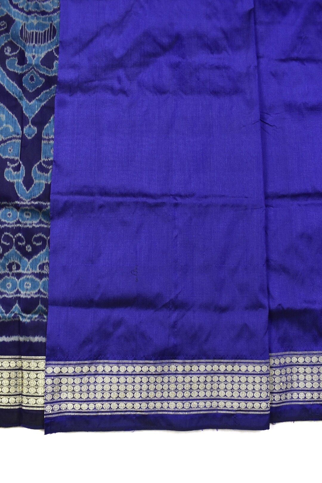 Maroon-Blue Combination Patli Design Sambalpuri Handloom Silk Saree - Image 6