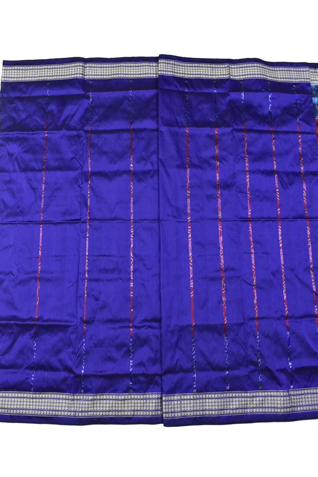 Maroon-Blue Combination Patli Design Sambalpuri Handloom Silk Saree - Image 3