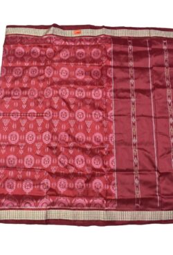 Red-Maroon Combination Patli Design Sambalpuri Handloom Silk Saree