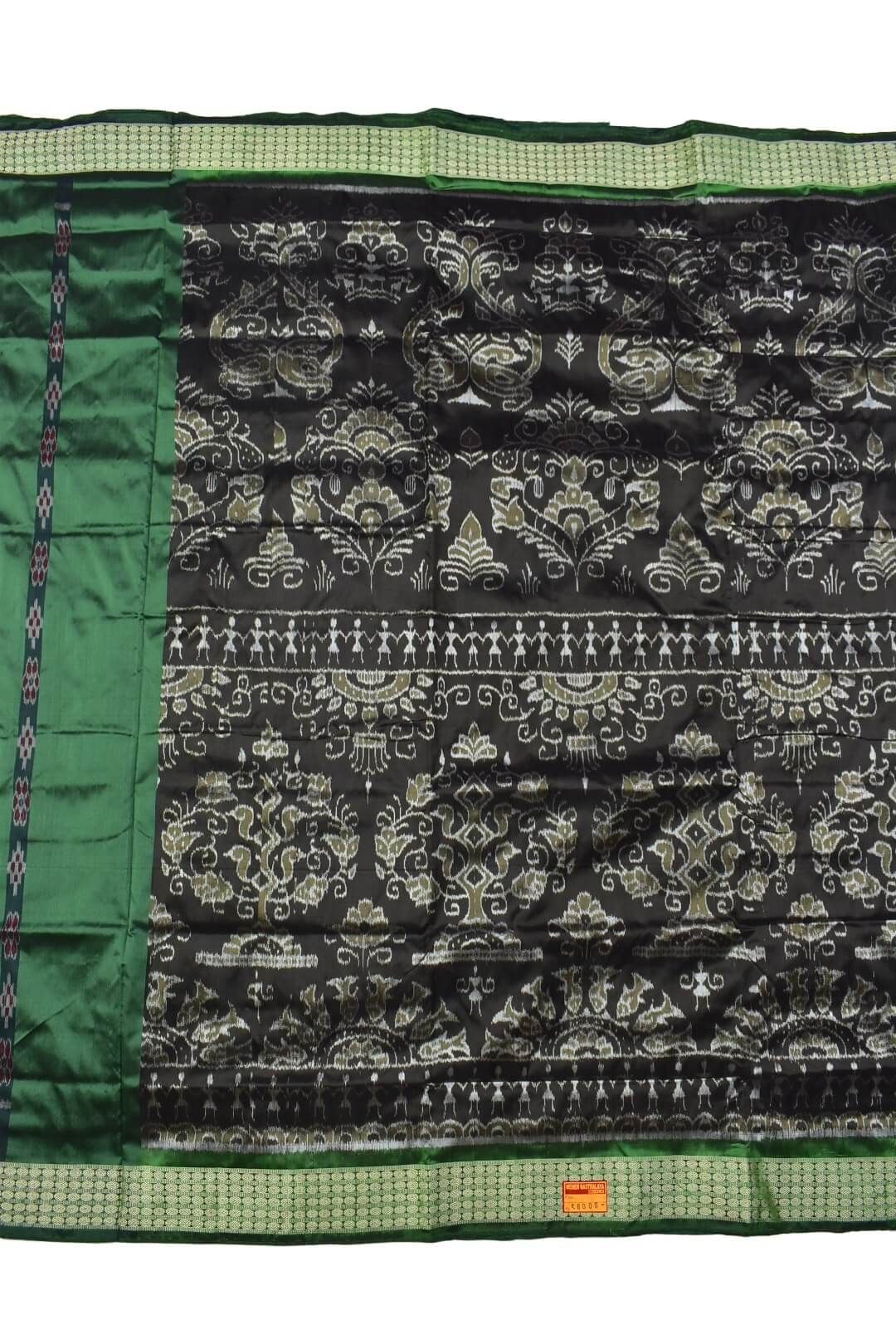Black-Green Combination Patli Design Sambalpuri Handloom Silk Saree