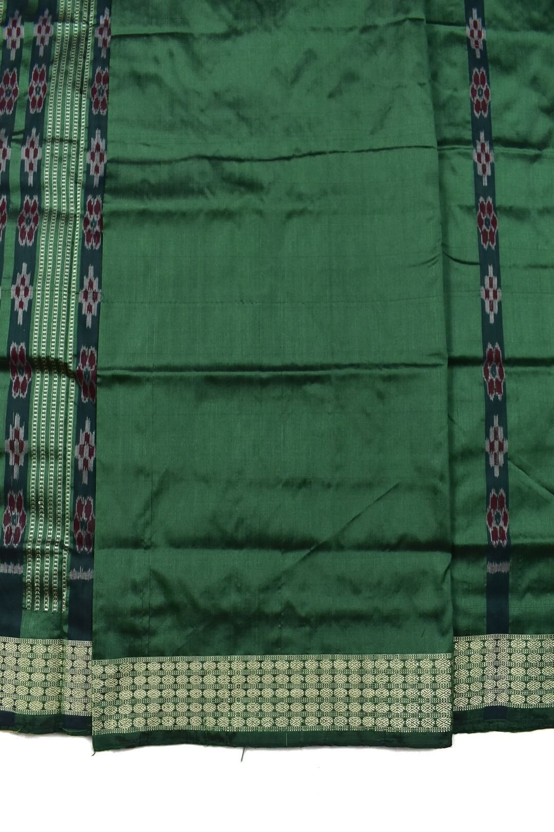 Black-Green Combination Patli Design Sambalpuri Handloom Silk Saree - Image 5