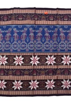 Navy Blue Colour Star Border Sambalpuri Handloom Cotton Saree