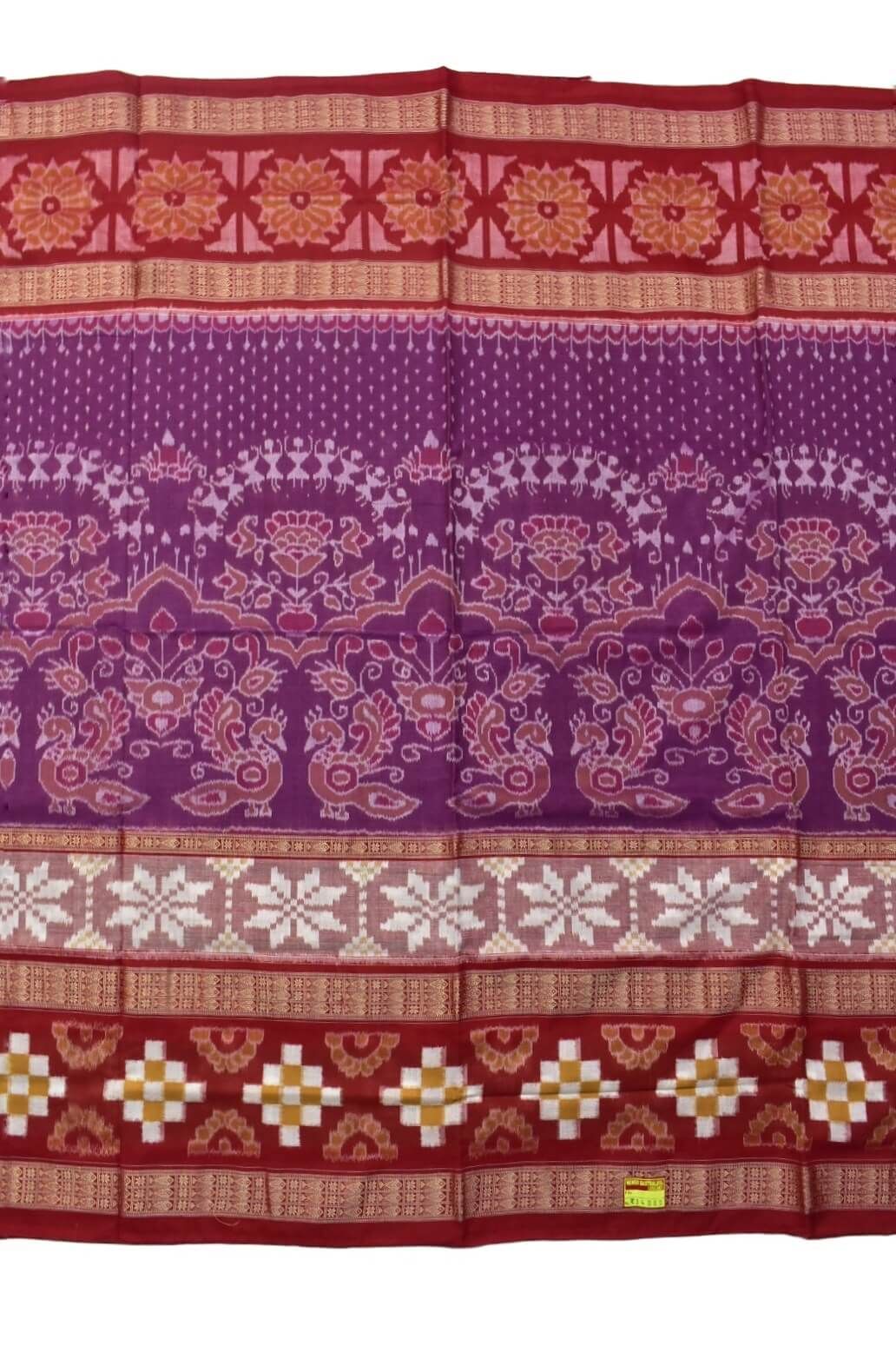 Purple Colour Pasapali Border Sambalpuri Handloom Cotton Saree