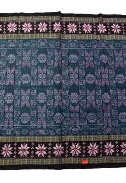 Hunter Green Colour Star Border Sambalpuri Handloom Cotton Saree