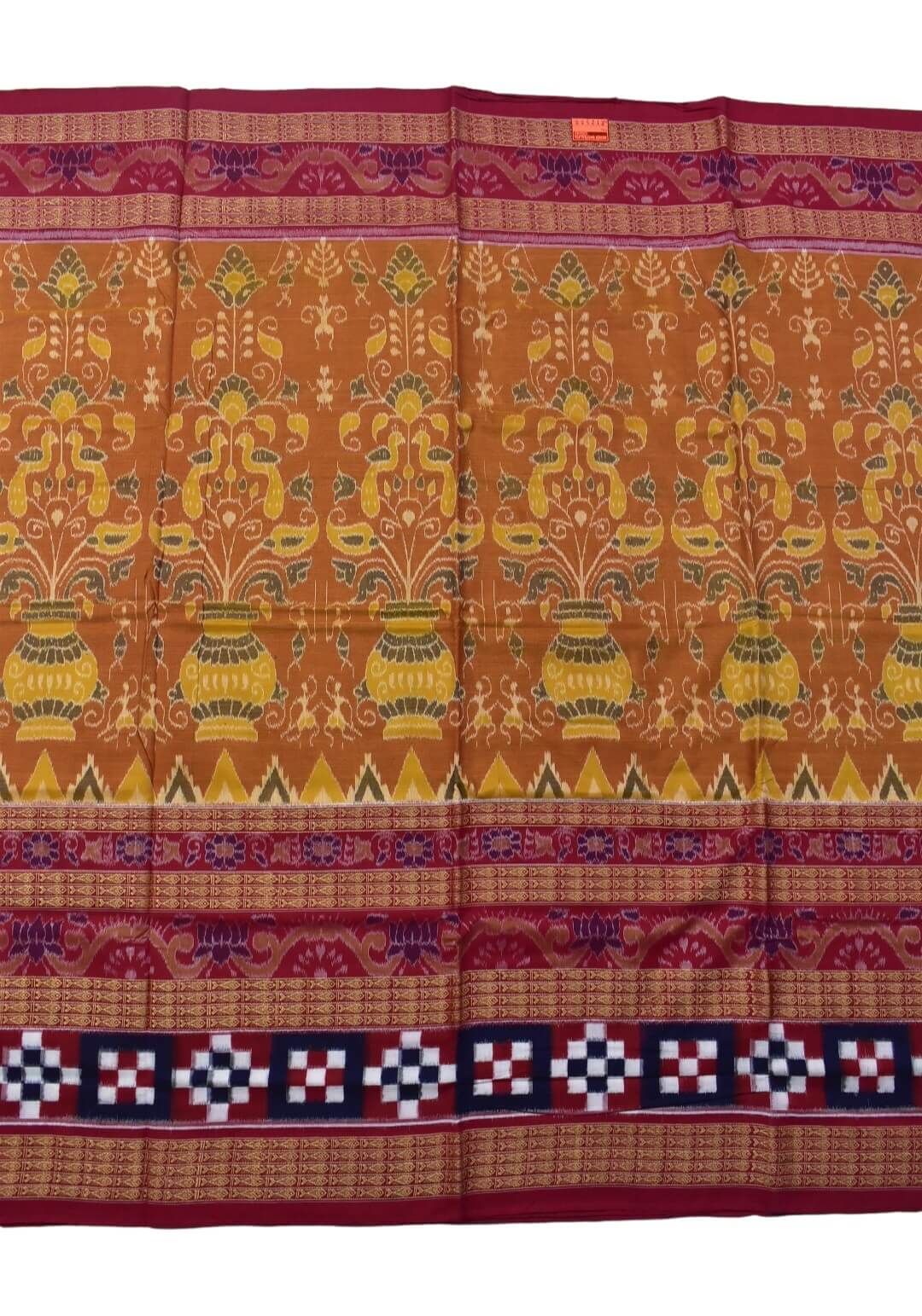 Yellow Colour Pasapali Border Sambalpuri Handloom Cotton Saree
