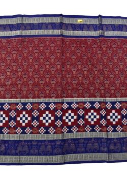 Red-Blue Pasapali Design Sambalpuri Handloom Bandha Cotton Saree