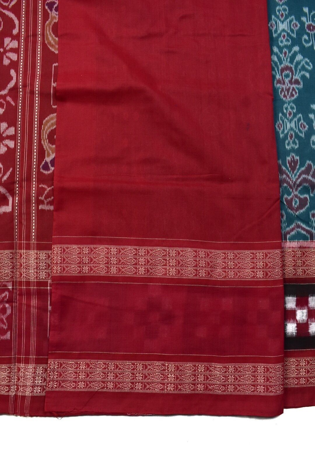 Rama Green Colour Pasapali Border Sambalpuri Handloom Cotton Saree - Image 5