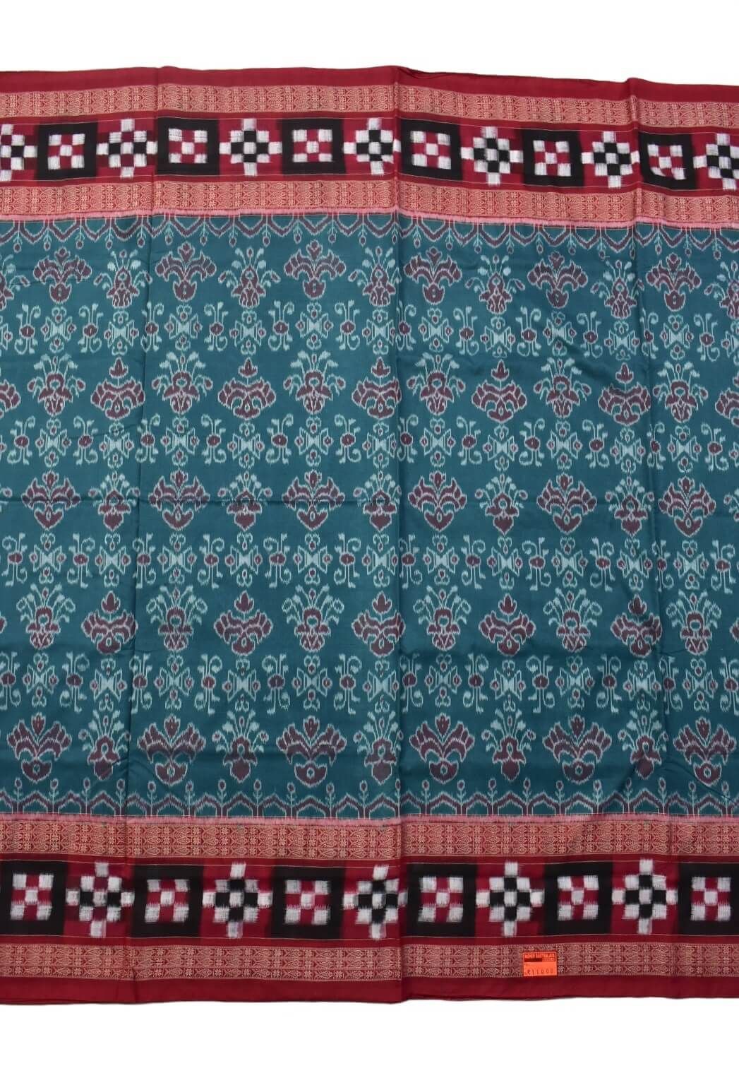 Rama Green Colour Pasapali Border Sambalpuri Handloom Cotton Saree
