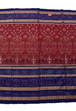 Red-Blue Combination Sambalpuri Handloom Cotton Saree
