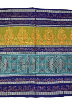 Rama Green-Yellow Combination Sambalpuri Handloom Bandha Cotton Saree