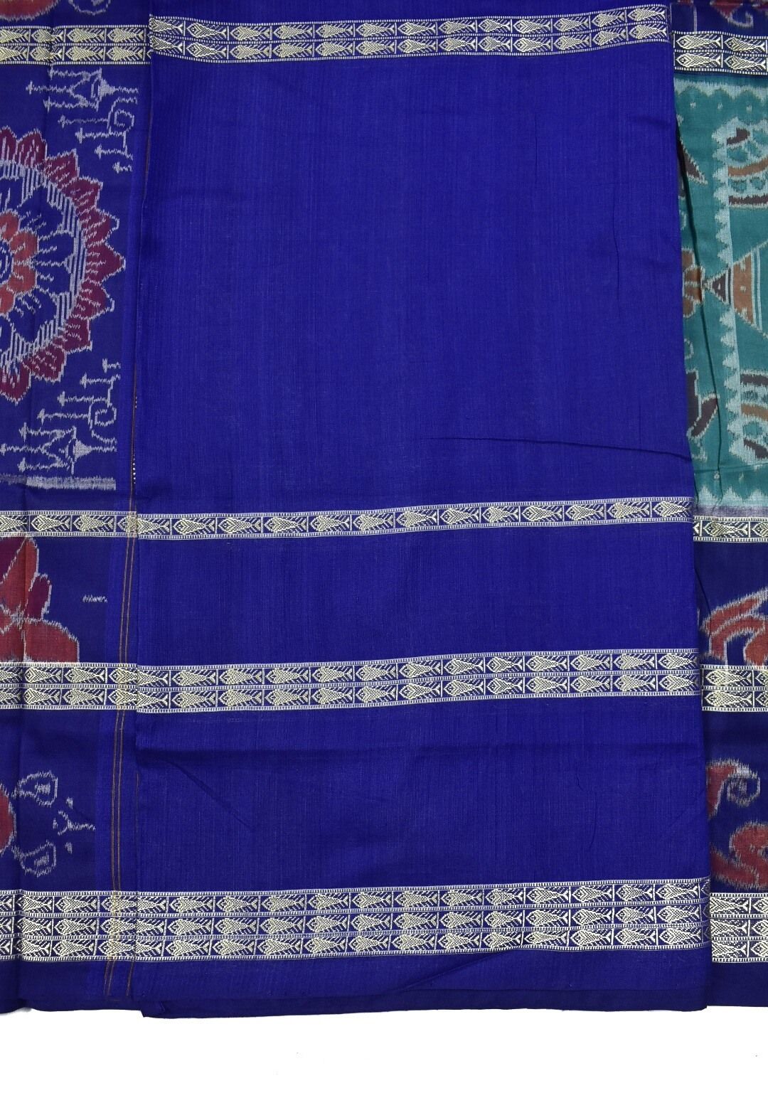 Rama Green-Yellow Combination Sambalpuri Handloom Bandha Cotton Saree - Image 5