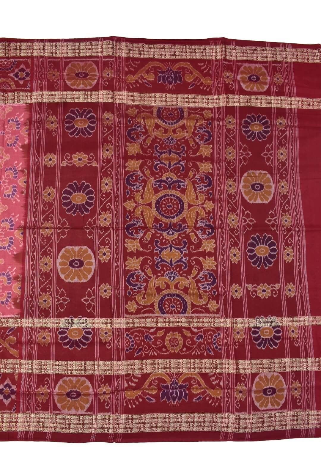 Baby Pink Colour Sambalpuri Handloom Bandha Cotton Saree - Image 2