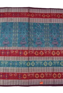 Rama Green Colour Sambalpuri Handloom Bandha Cotton Saree