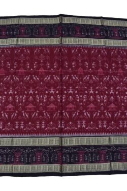 Maroon Colour Double Border Sambalpuri Handloom Cotton Saree