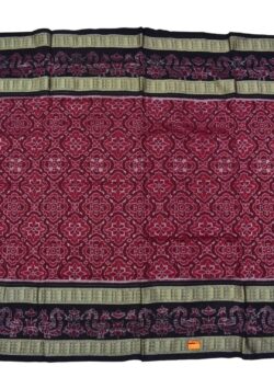 Maroon Colour Double Border Sambalpuri Handloom Cotton Saree