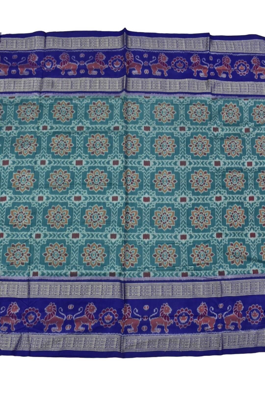 Rama Green-Blue Combination Sambalpuri Handloom Cotton Saree