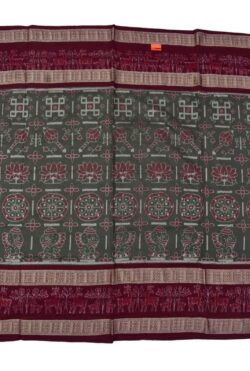 Cement Colour Sambalpuri Handloom Cotton Saree