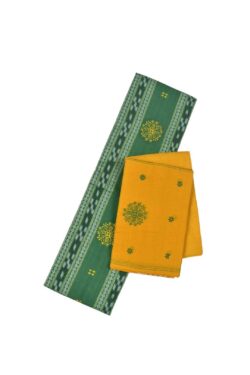 Green Colour Sambalpuri Handloom Cotton Bomkai Dress Material