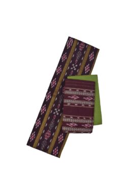 Deep Maroon Colour Pasapali Design Sambalpuri Handloom Cotton Dress Material