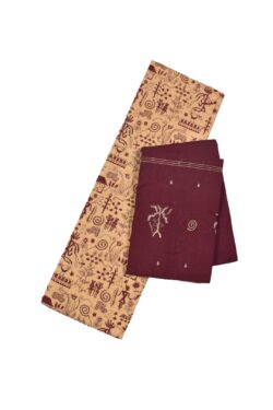 Biscuit Colour Tribal Design Sambalpuri Handloom Cotton Bomkai Dress Material