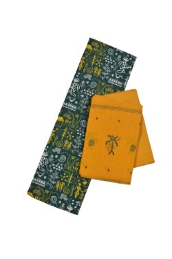 Green Colour Tribal Design Sambalpuri Handloom Cotton Bomkai Dress Material