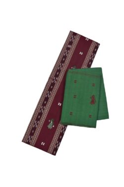 Maroon Colour Doll Design Sambalpuri Handloom Cotton Bomkai Dress Material