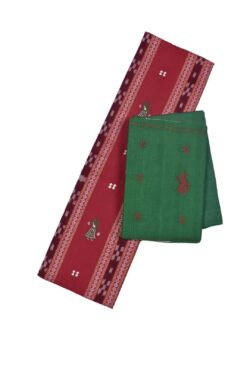 Red Colour Doll Design Sambalpuri Handloom Cotton Bomkai Dress Material