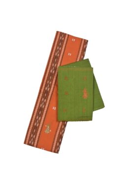 Orange Colour Doll Design Sambalpuri Handloom Cotton Bomkai Dress Material