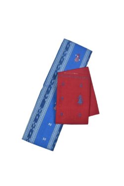 Sky Colour Doll Design Sambalpuri Handloom Cotton Bomkai Dress Material