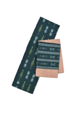 Deep Green Colour Sambalpuri Handloom Cotton Dress Material