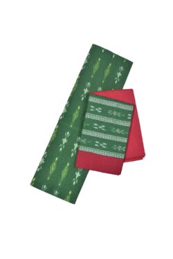 Green Colour Sambalpuri Handloom Cotton Dress Material