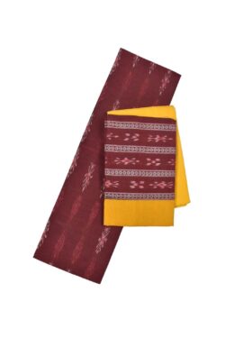 Maroon Colour Sambalpuri Handloom Cotton Dress Material