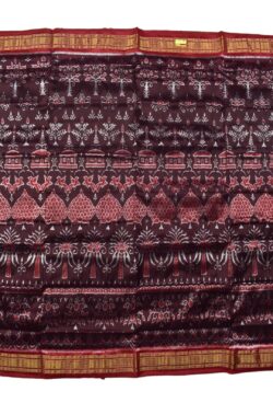 Coffe Colour Sambalpuri Handloom Half Tissue Bandha Silk Saree