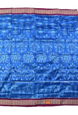 Sky Colour Sambalpuri Handloom Bandha Silk Saree