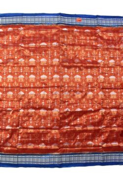 Orange Colour Tribal Design Sambalpuri Handloom Bandha Silk Saree