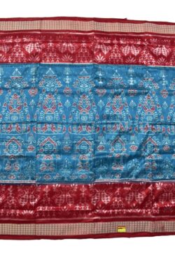 Rama green-Red Combination Sambalpuri Handloom Bandha Silk Saree