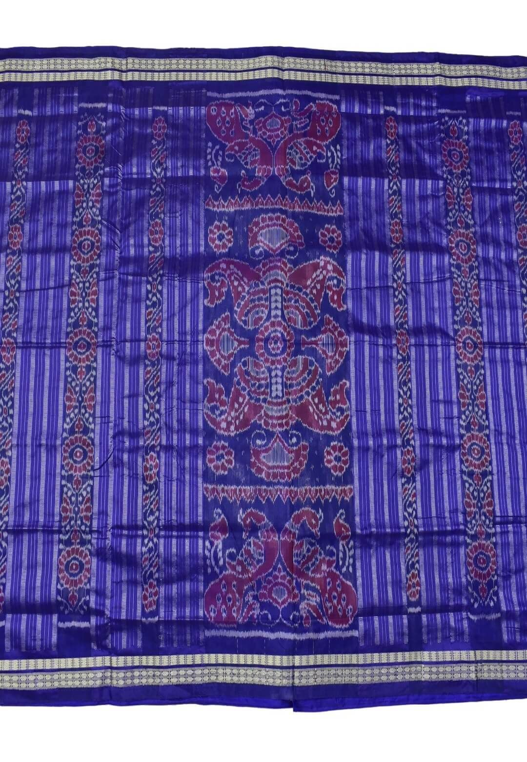 Rama Green Colour Sambalpuri Handloom Bandha Silk Saree - Image 2