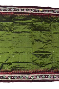 Mahendi Colour Pasapali Border Sambalpuri Handloom Bandha Silk Saree