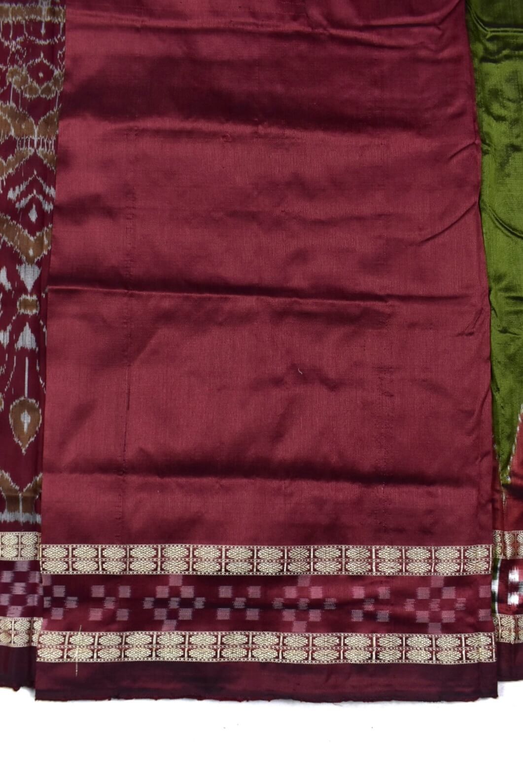 Mahendi Colour Pasapali Border Sambalpuri Handloom Bandha Silk Saree - Image 5