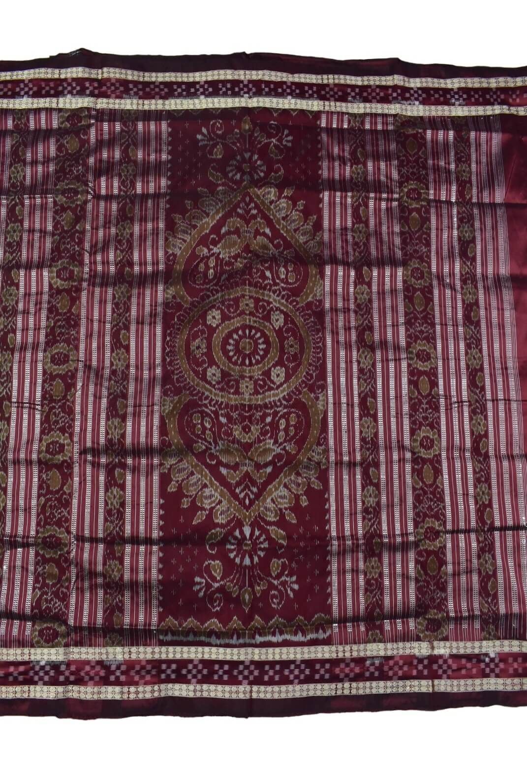 Mahendi Colour Pasapali Border Sambalpuri Handloom Bandha Silk Saree - Image 2