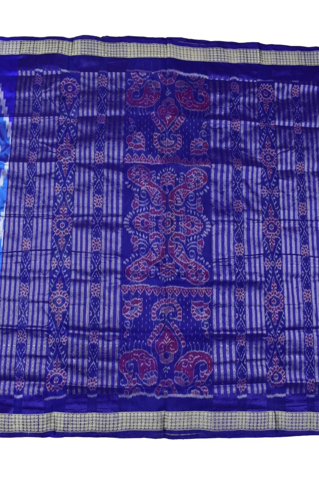 Sky Blue Colour Sambalpuri Handloom Bandha Silk Saree - Image 2