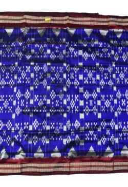 Blue Colour Pasapali Design Sambalpuri Handloom Bandha Silk Saree