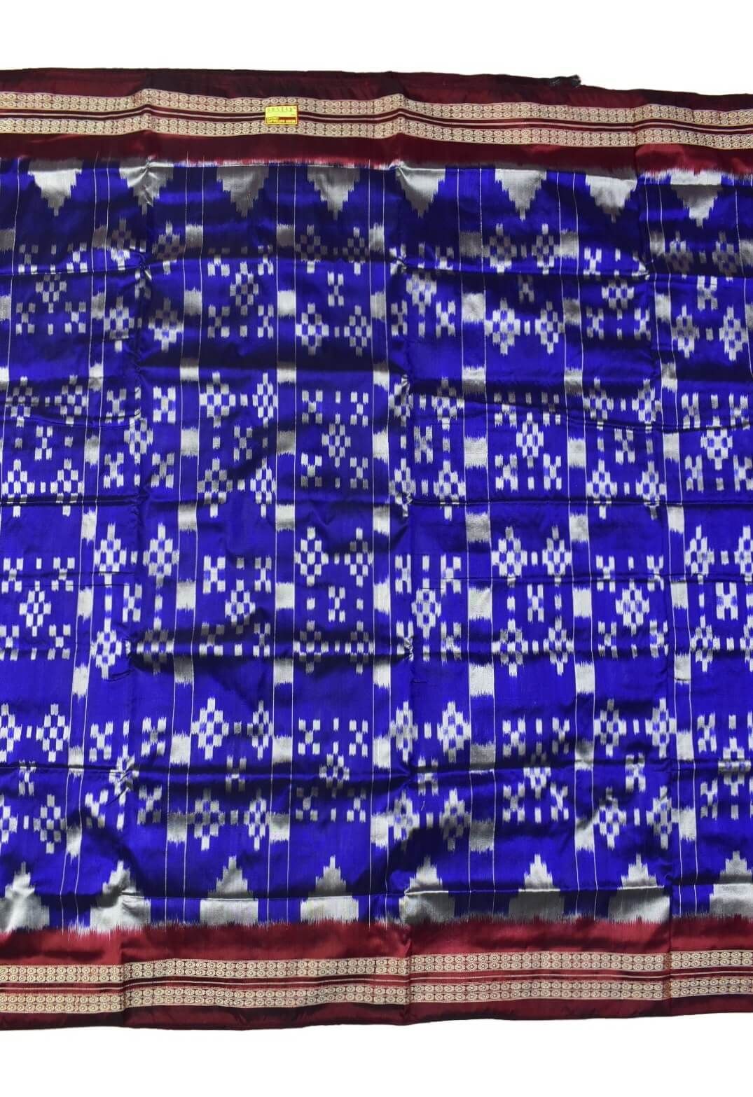 Blue Colour Pasapali Design Sambalpuri Handloom Bandha Silk Saree